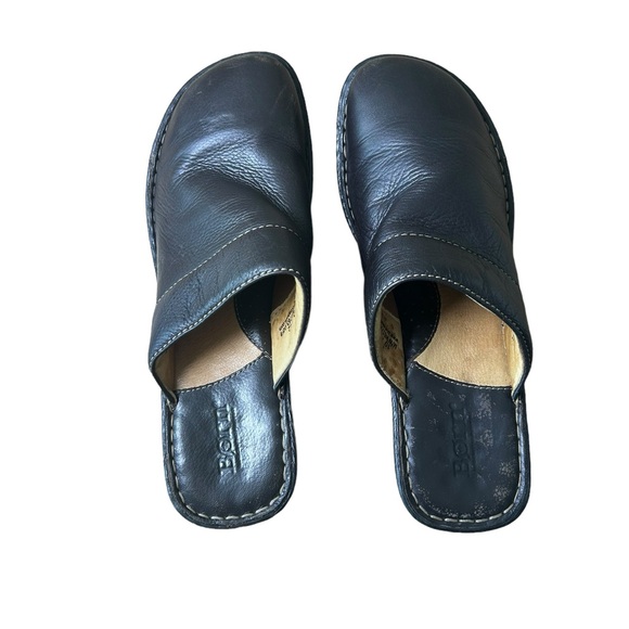 BORN Black Leather Clog/Mule Wedge Shoes Women’s Size 10 - Picture 2 of 10